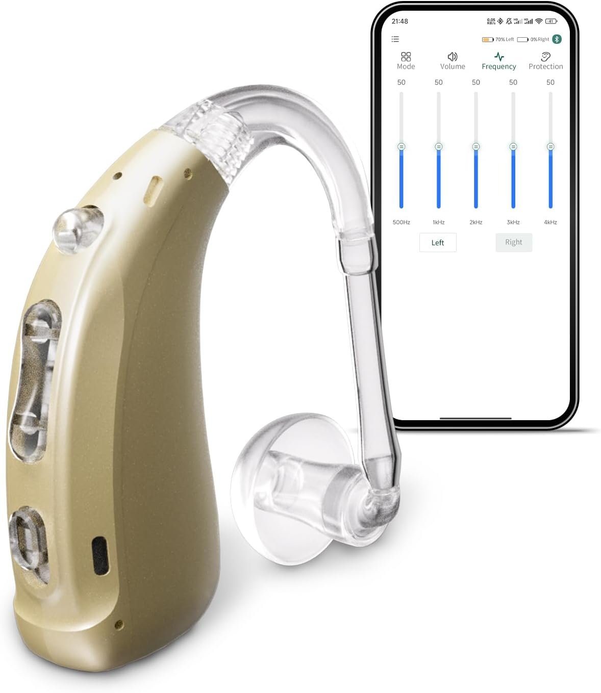 OTC Hearing Aid for Seniors & Adults, Rechargeable Single Bl...