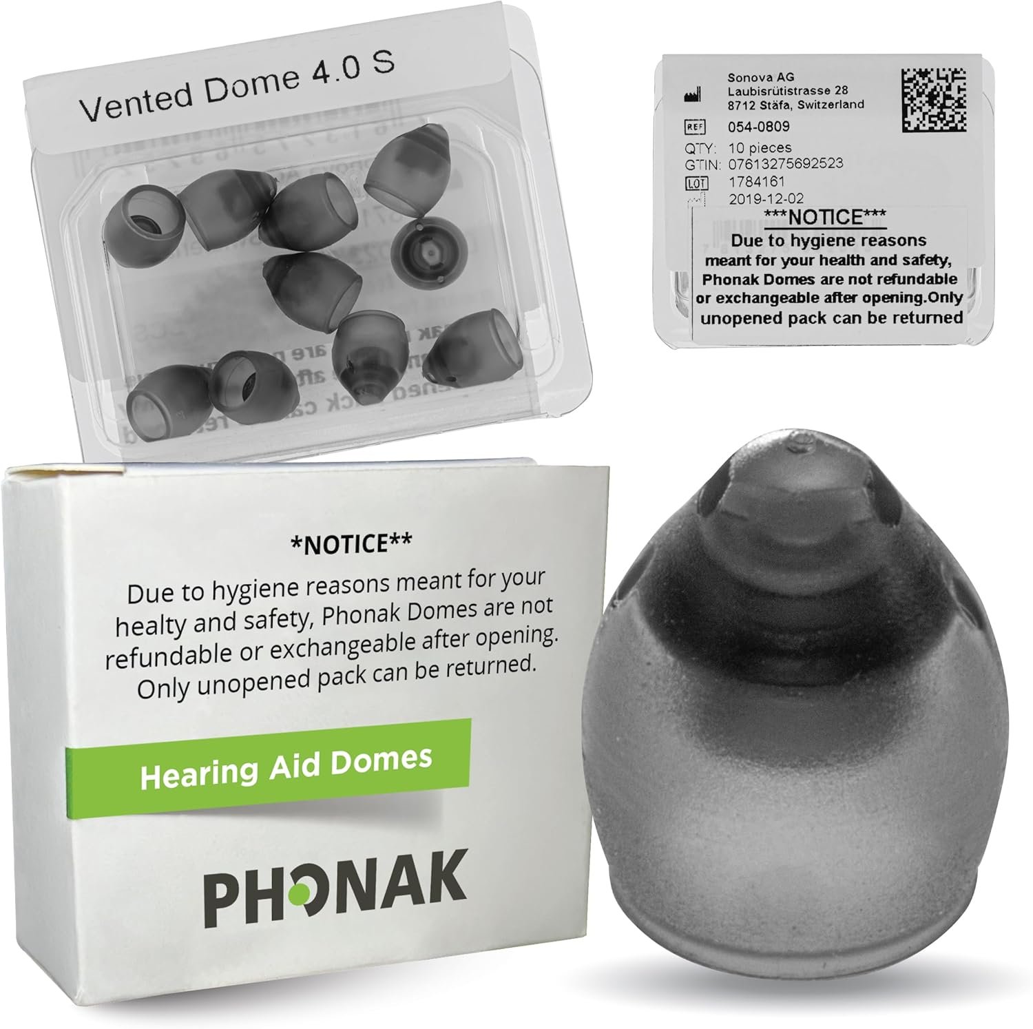 Phonak Vented 4.0 Dome Small (0.29 inch=7.5mm) 10 Domes, Gen...
