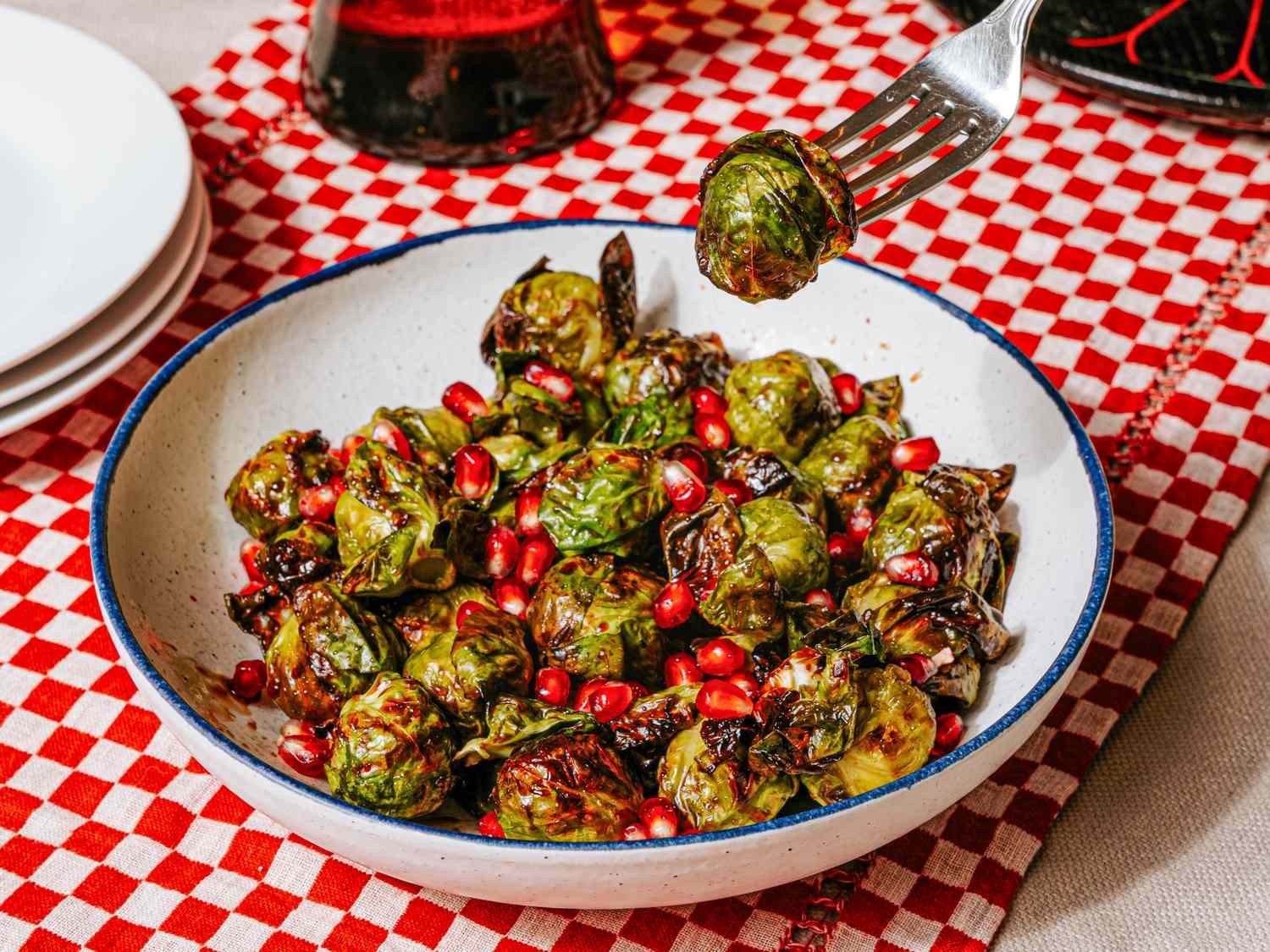 Air-Fryer Brussels Sprouts with Pomegranate Glaze