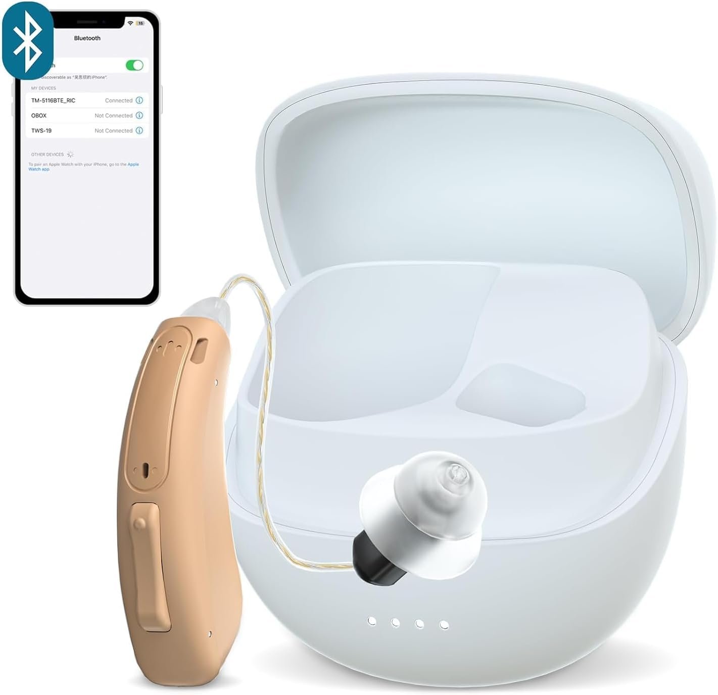 RIC Single Hearing Aid for Seniors,CUSTOM FIT Digital Over T...