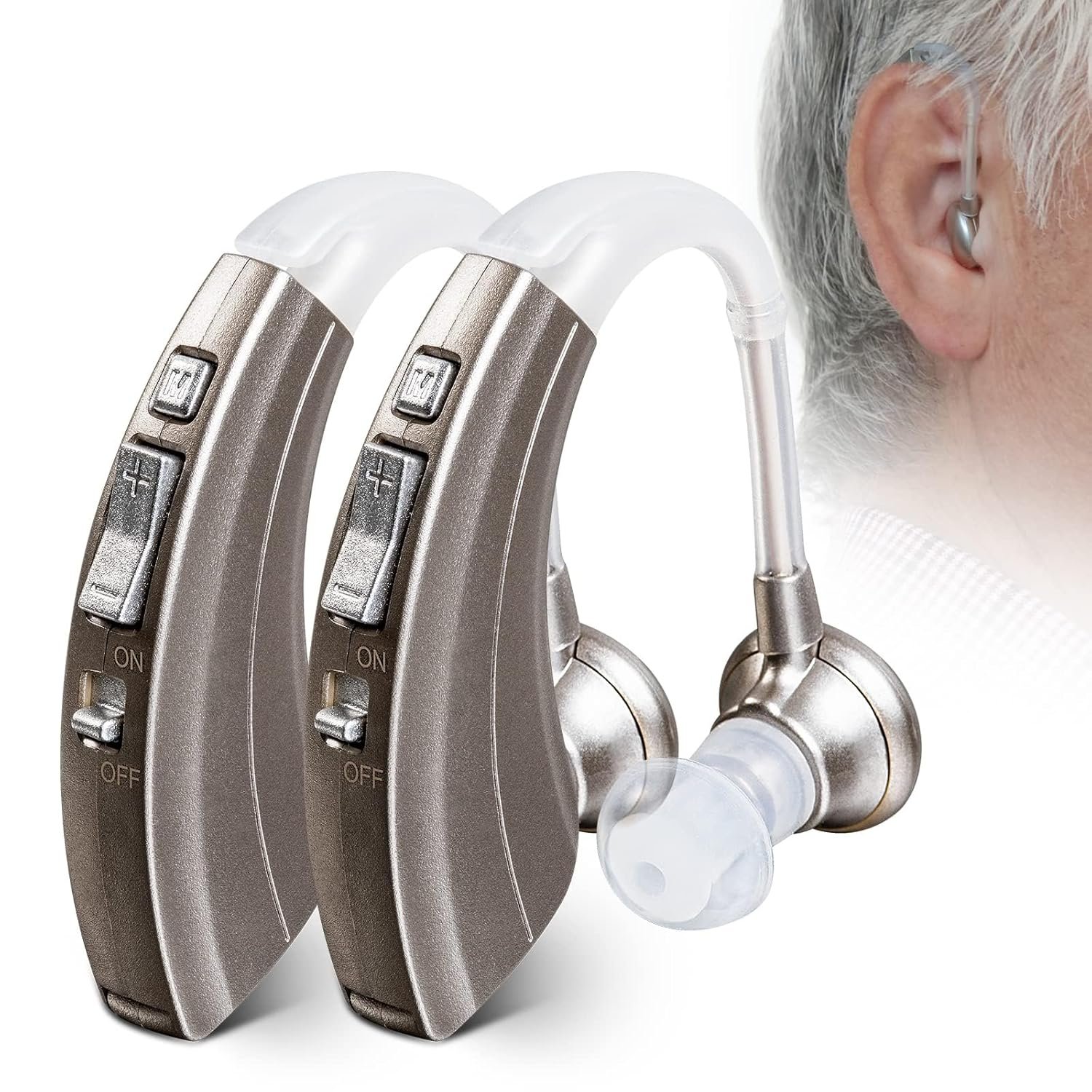 Britzgo BHA 220D Silver Hearing Amplifier, Modern and Fashio...