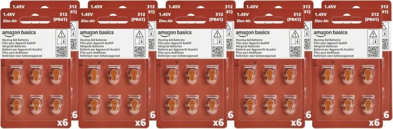 Amazon Basics 60 Pack Hearing Aid Size 312 Zinc Air Batterie...