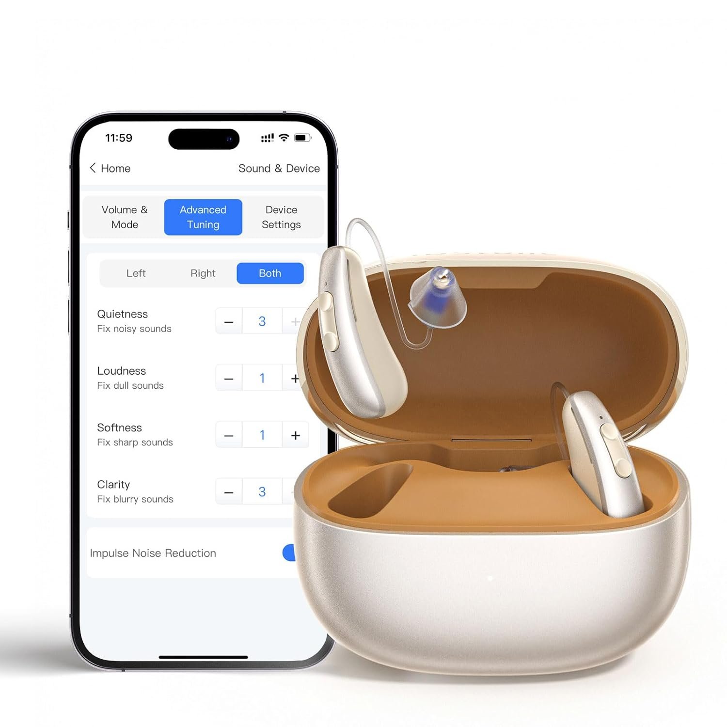 iBstone AuraLink OTC Rechargeable RIC Hearing Aids for Senio...