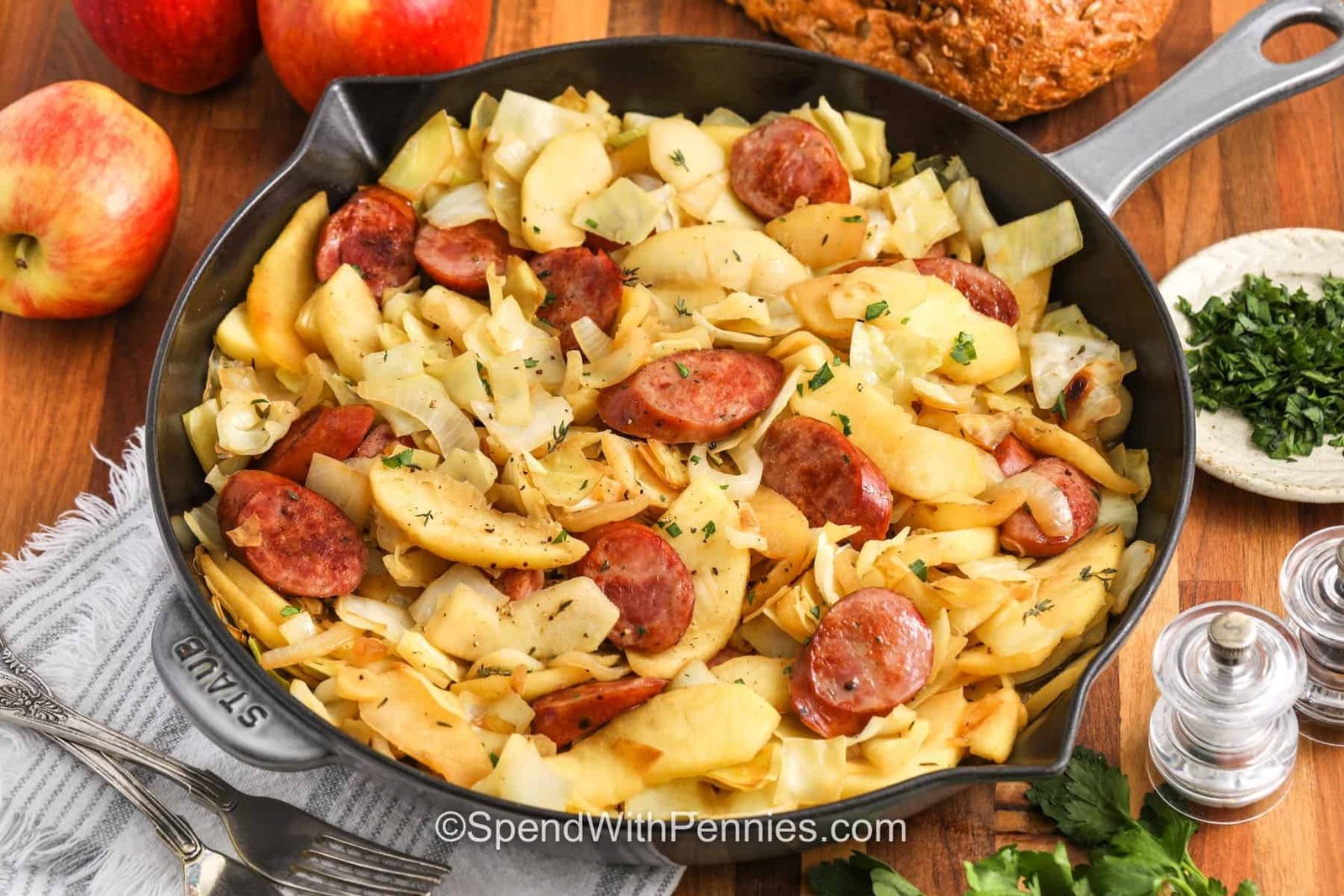 Sausage, Cabbage, and Apple Skillet