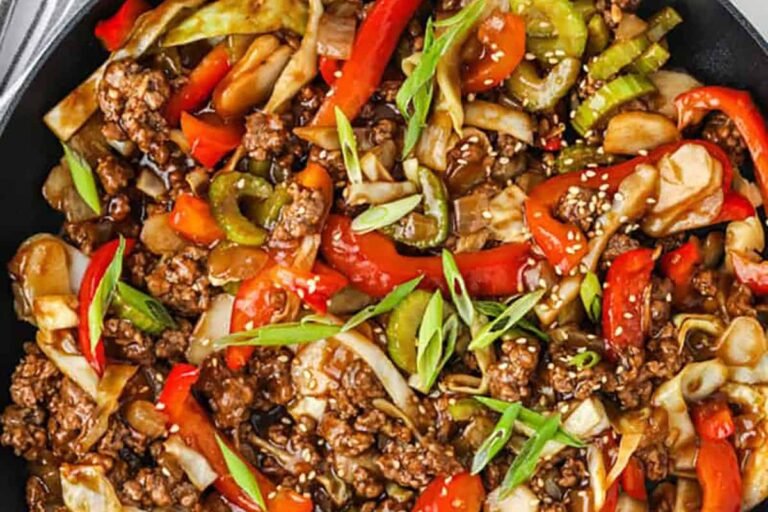 Sesame Ground Beef Stir Fry