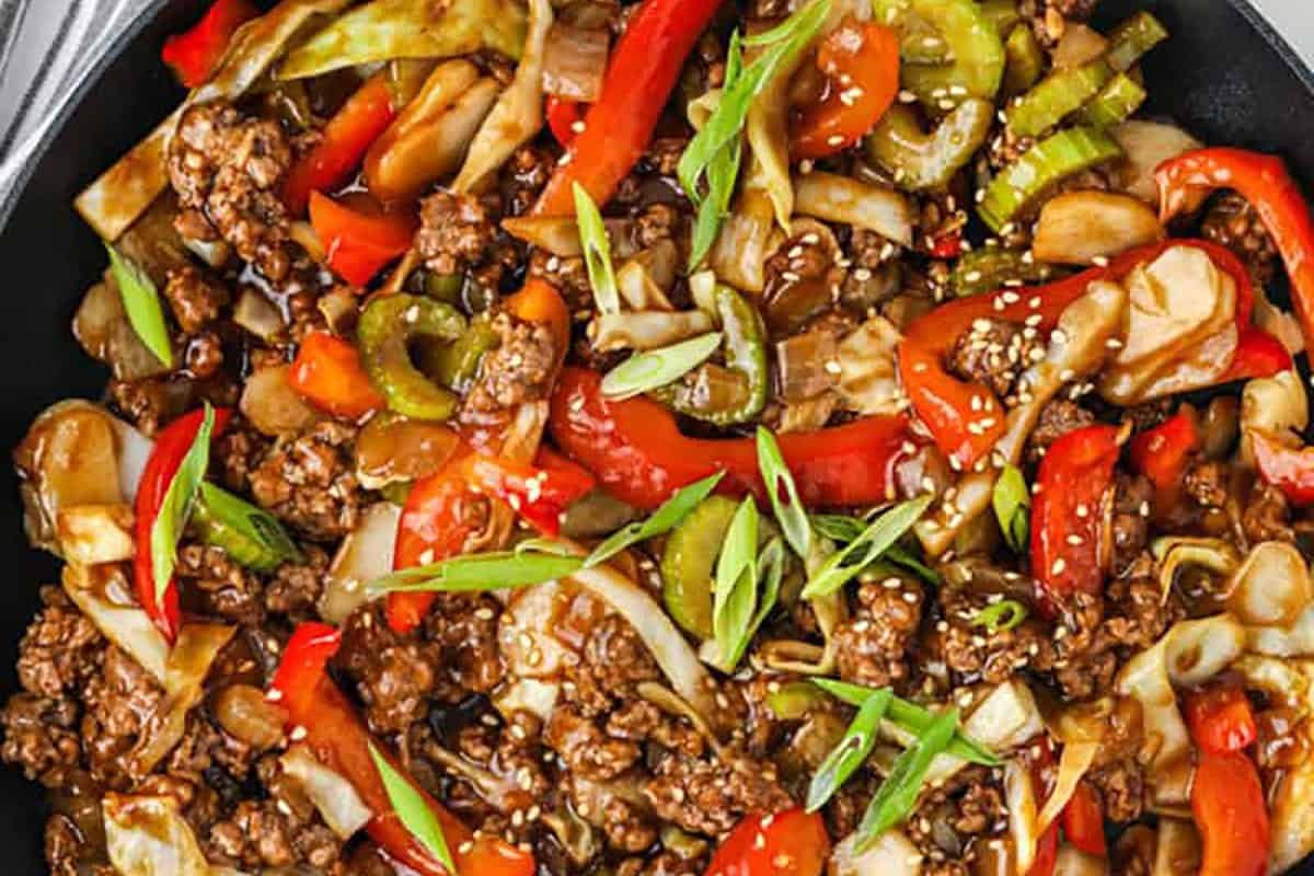 Sesame Ground Beef Stir Fry