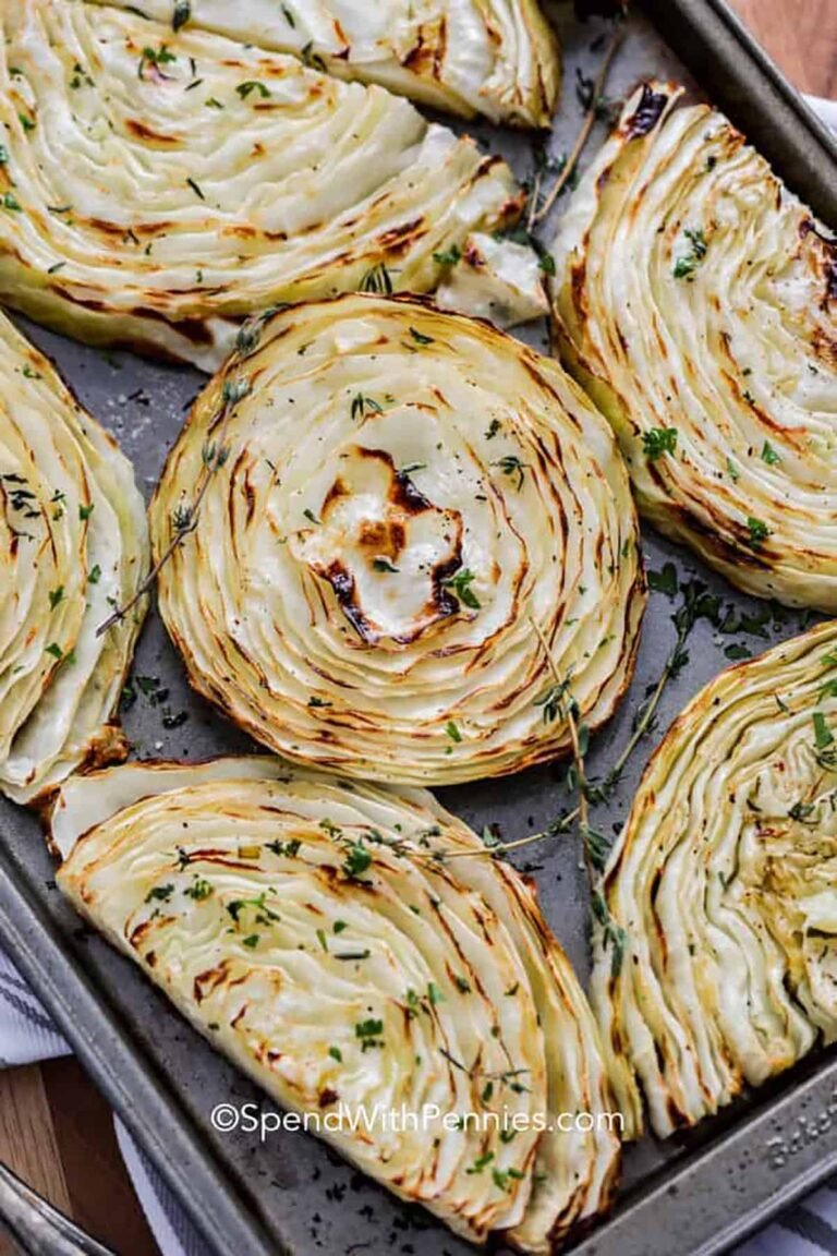 Roasted Cabbage Steaks on a sheet pan