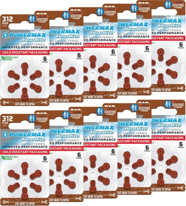 Powermax Size 312 Hearing Aid Batteries, 60 Count Long Lasti...