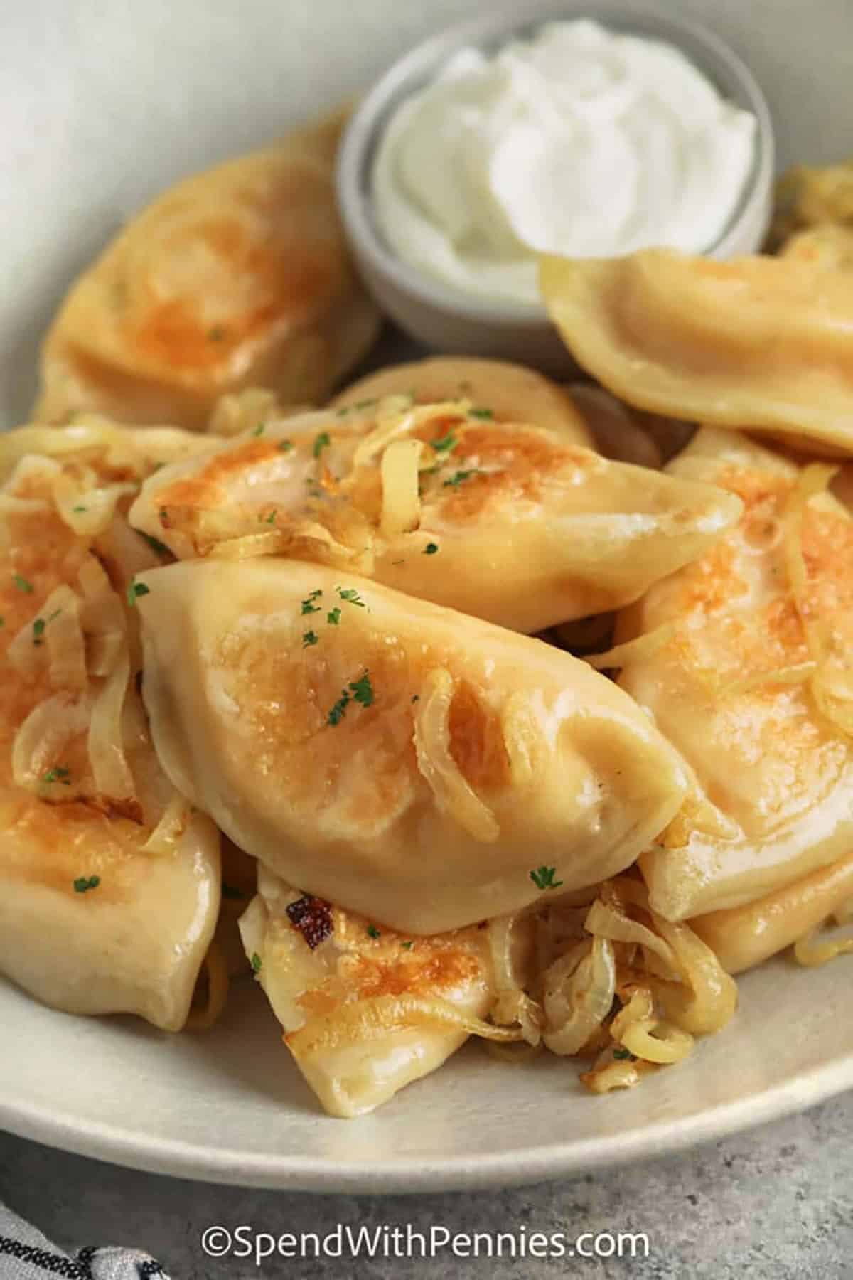 plated Homemade Pierogi