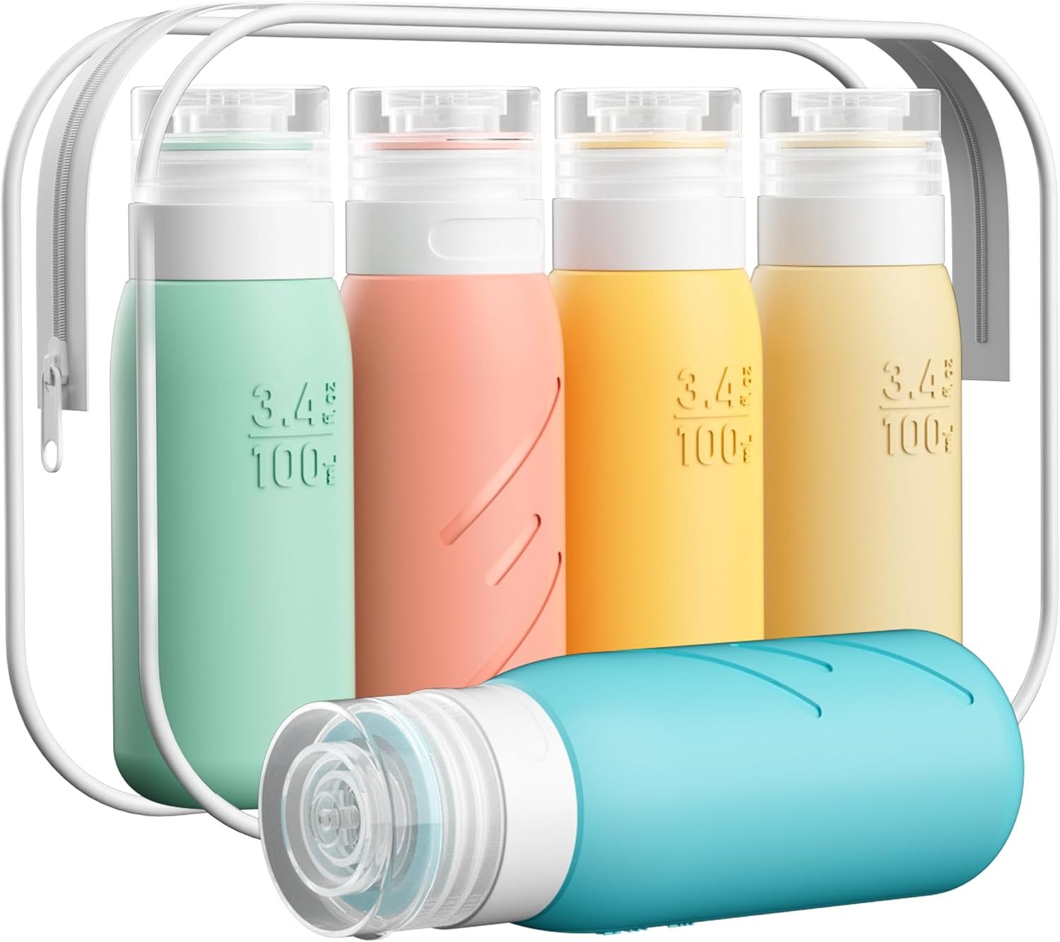 Reusable silicone travel bottles