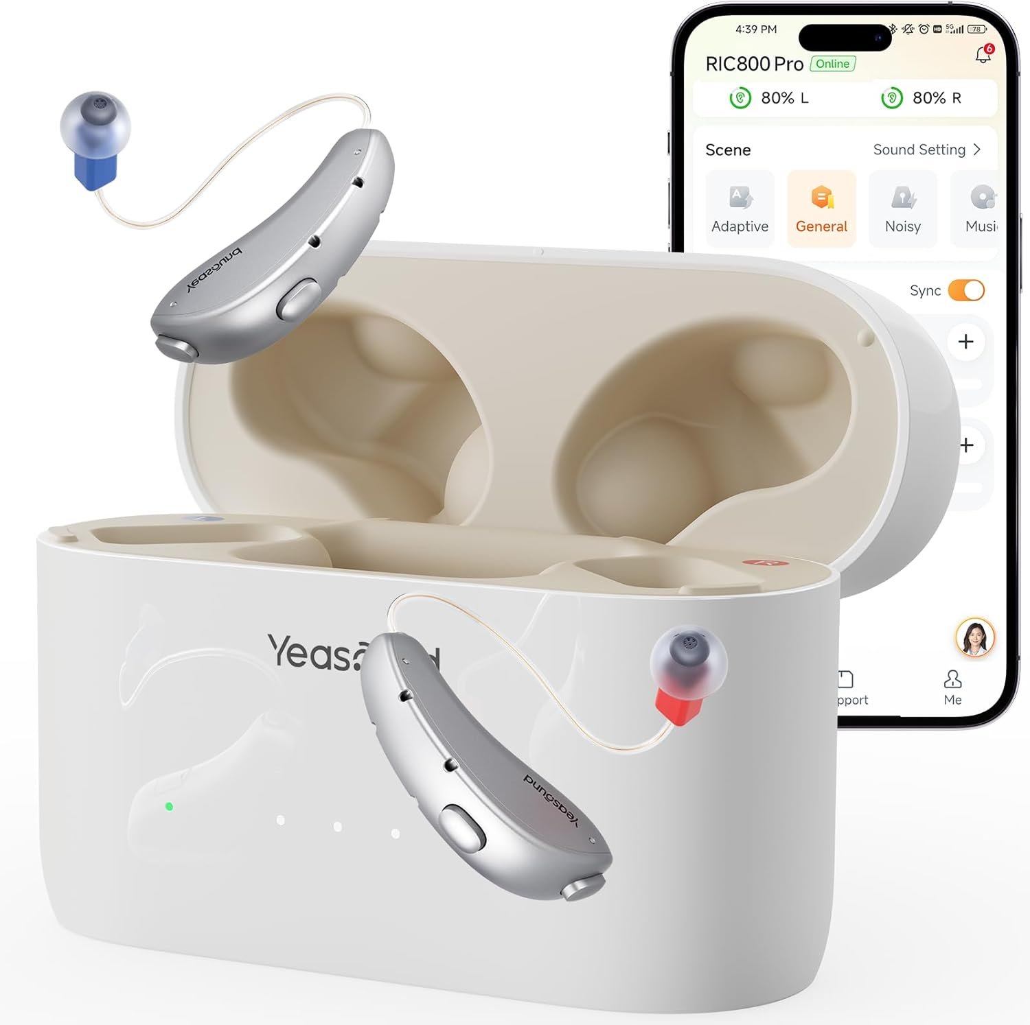 Yeasound RIC800 Hearing Aids, AI Powered Noise Reduction and...
