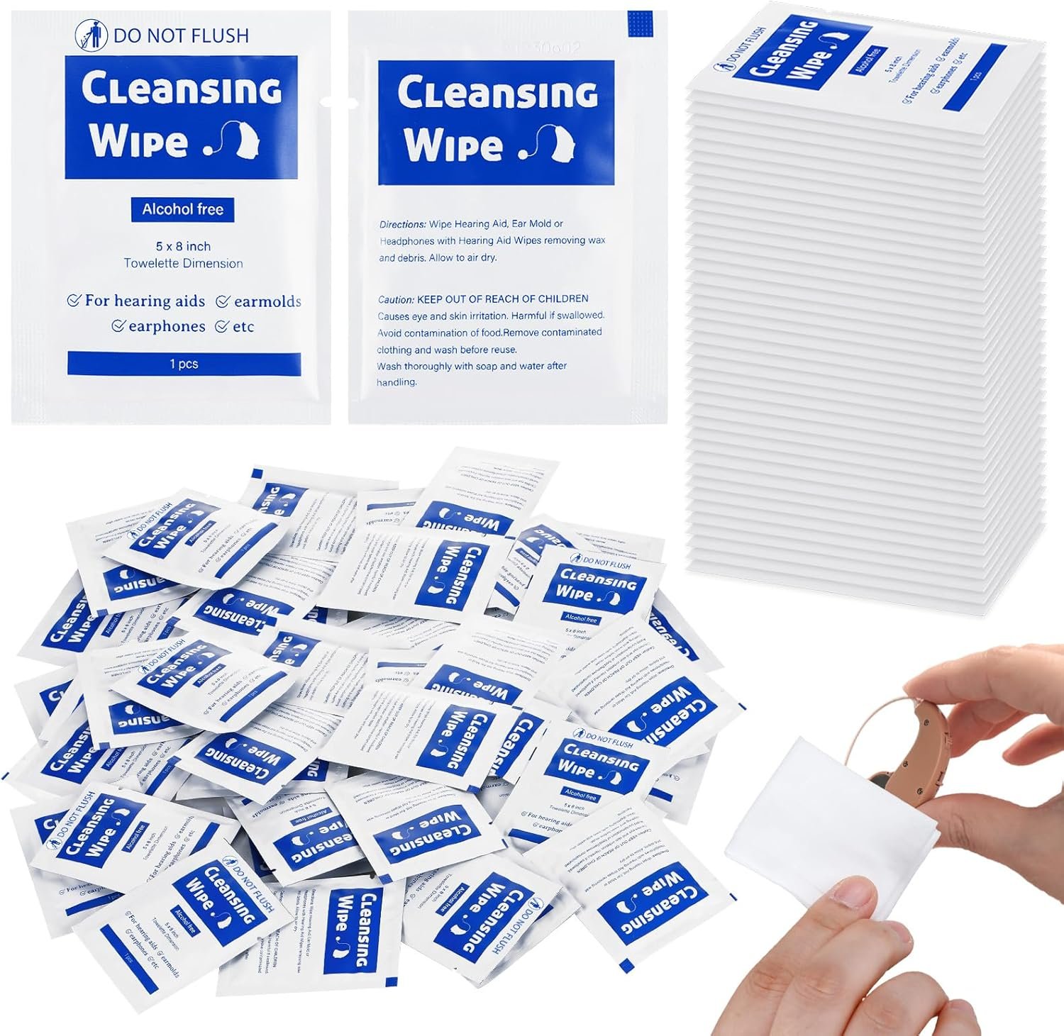 250 Counts Hearing Aid Cleaning Wipes 5.51 x 7.87'' Hearing