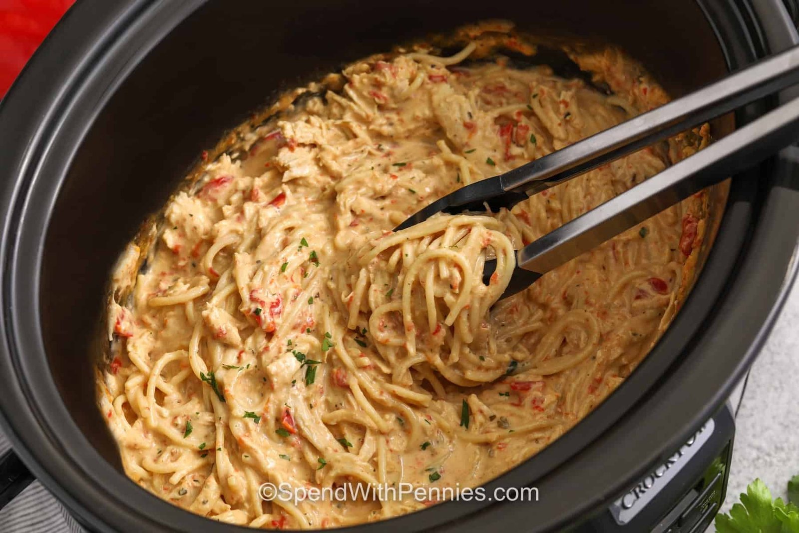Crockpot Chicken Spaghetti