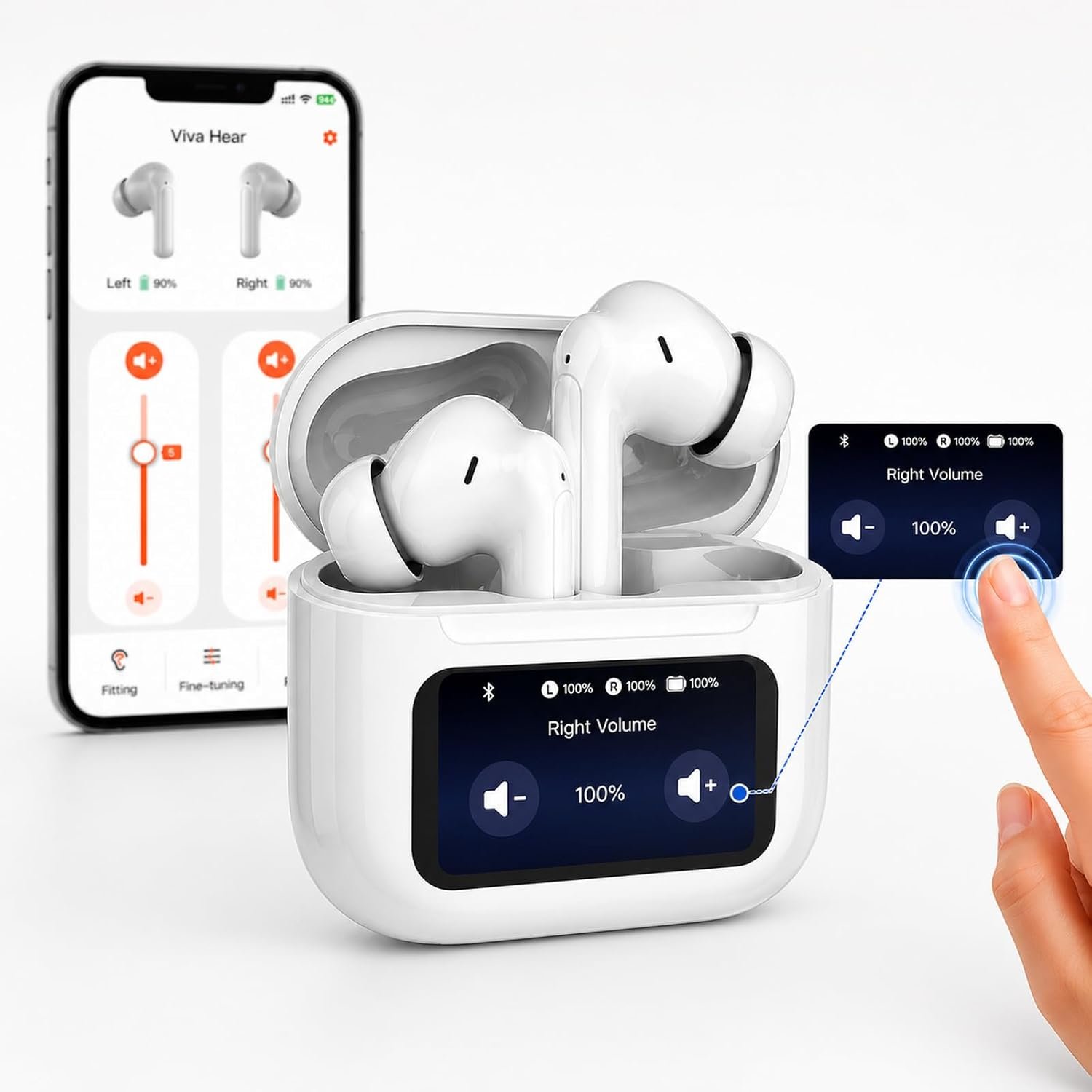 Touchscreen Rechargeable Hearing Aids for Seniors, Bluetooth...