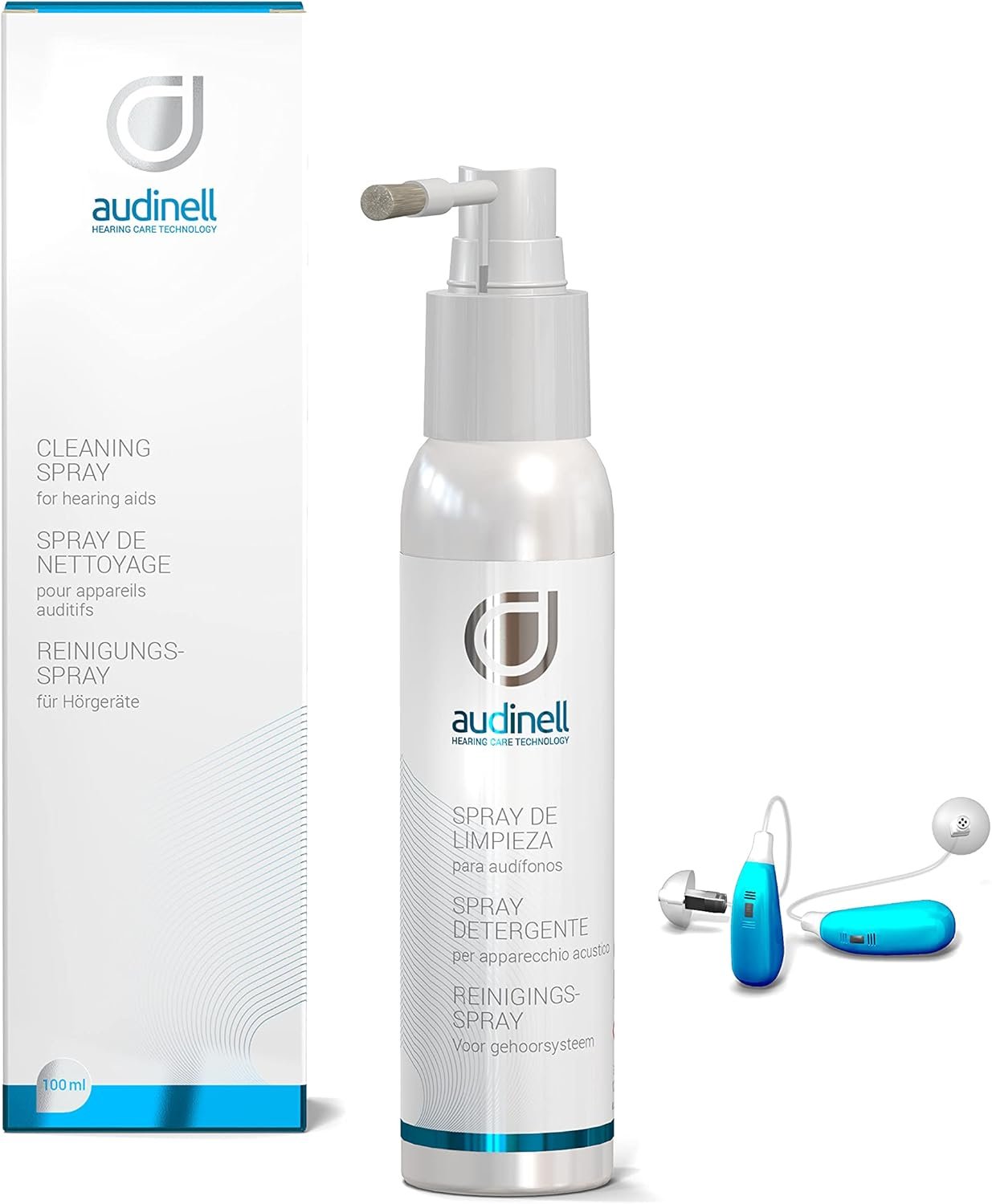 Audinell Cleaning Spray (100ml) + Brush | Alcohol Free | Dis...