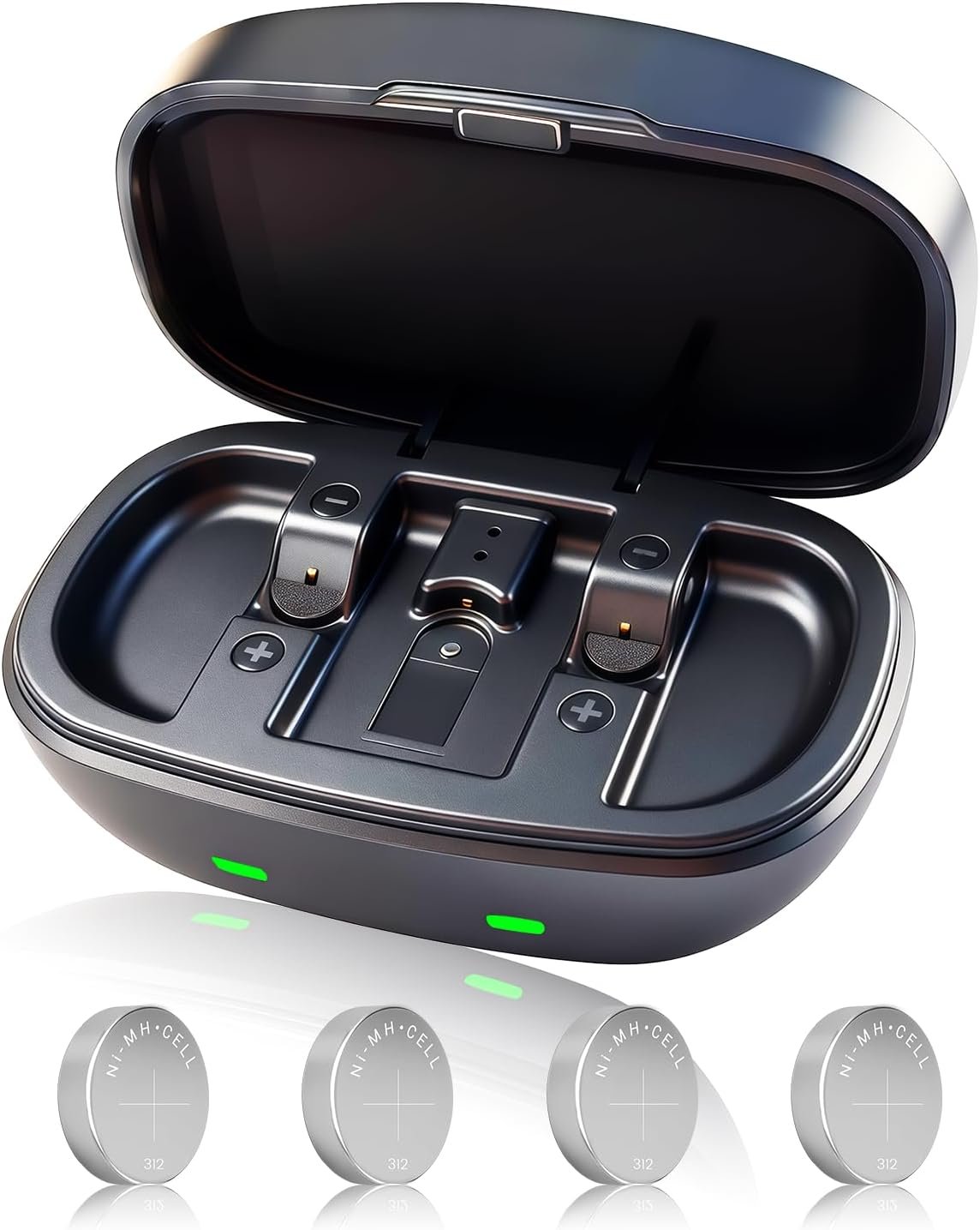 Rechargeable 312 Hearing Aid Batteries and USB C Charger wit...