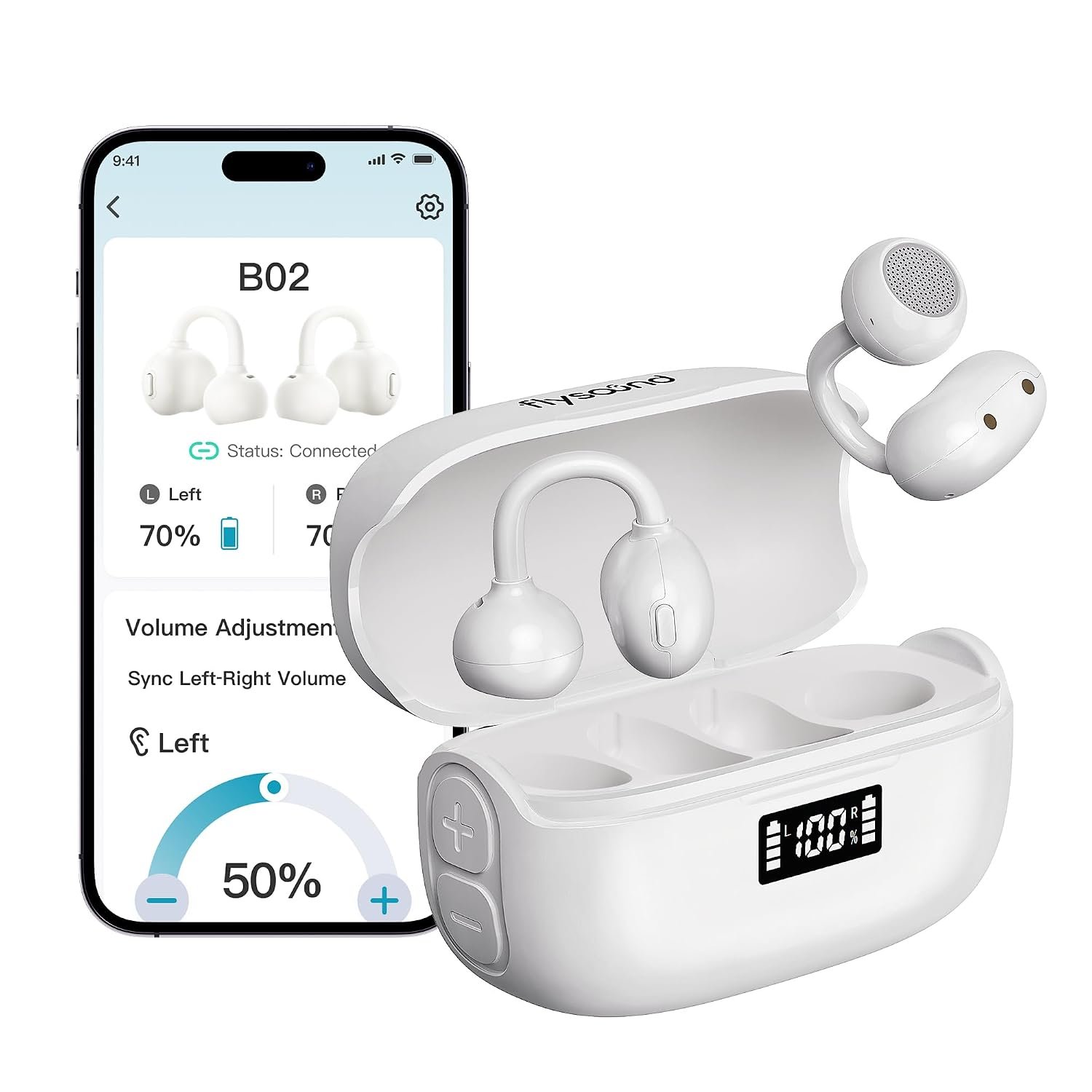 FLYSOUND OpenFit OTC AI Hearing Aids for Adults, Rechargeabl...