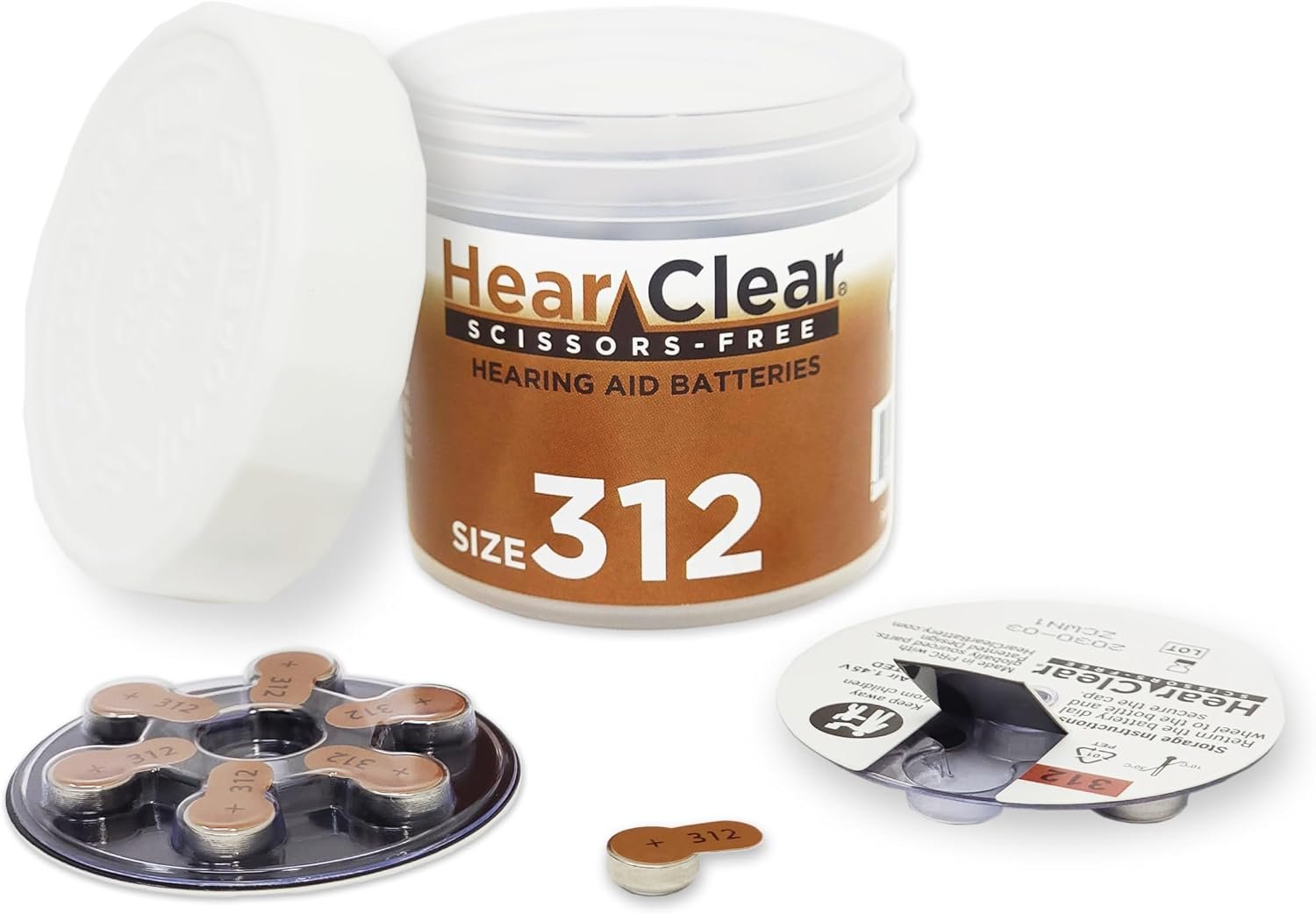 Size 312 PR41 1.45V Zinc Air Hearing Aid Batteries Brown